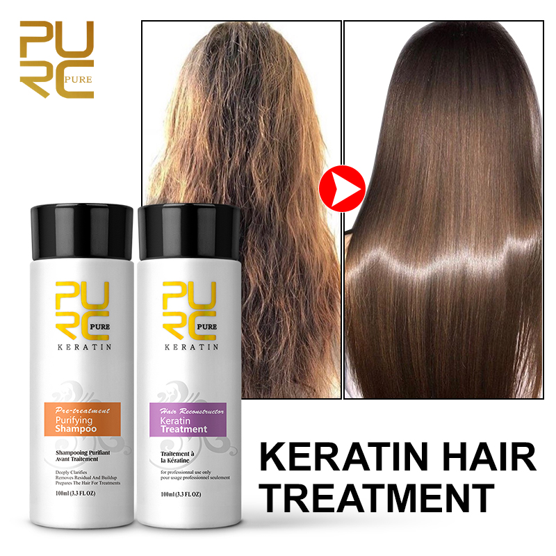 Hair Care Organic - PURC ทรีทเม้นต์บำรุงผมเคราตินบราซิลสำหรับผมหยิกเสีย ทรีทเม้นต์บำรุงหนังศีรษะ แชมพูทำความสะอาด บำรุงเส้นผม